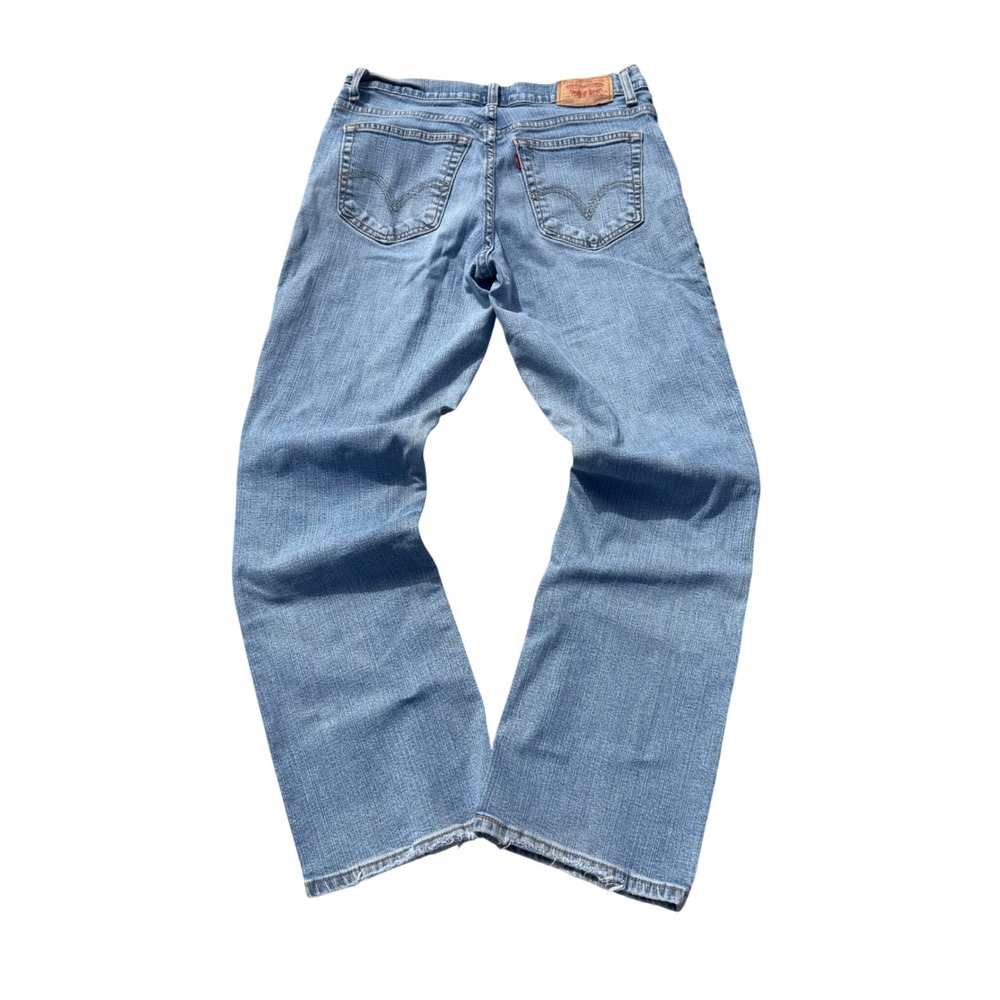 Levi 550 Relaxed Bootcut Jeans Light Wash Denim Distressed Frayed Hem Womens 12M